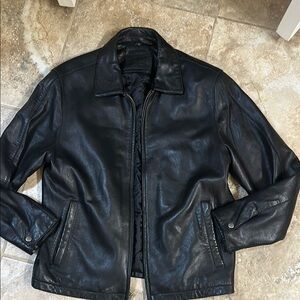 Black Leather Motorcycle Jacket Lightweight